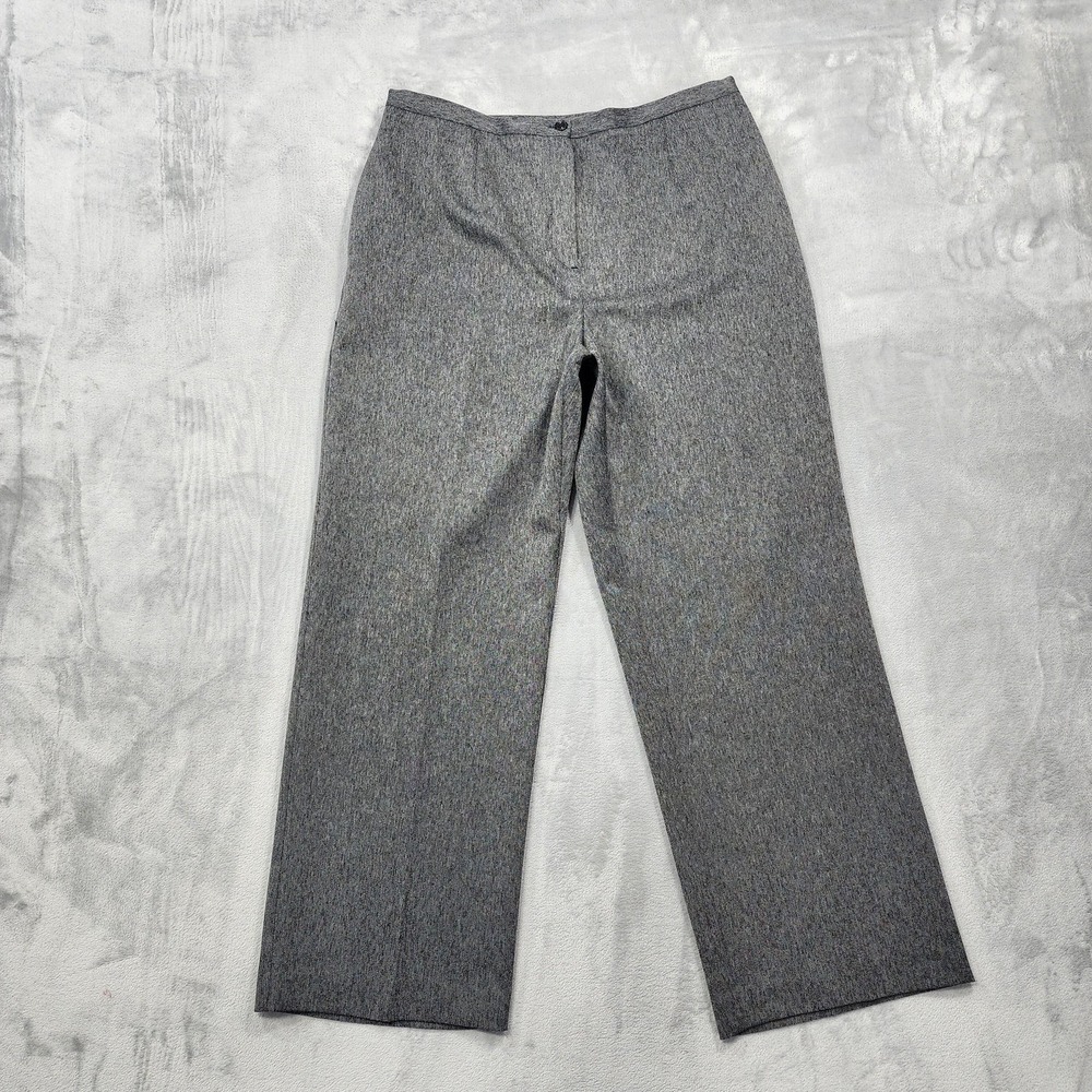 Vintage JM Collection Pants Womens 16 Gray Herringbone Tweed‎ High Rise Wide Leg